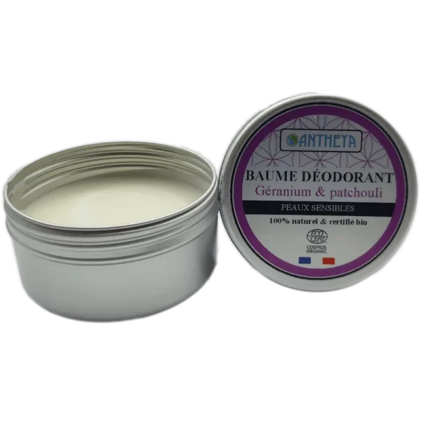 Baume déodorant solide végétal bio - Géranium et patchouli - Antheya - Calais (59)